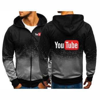 YouTube 2023 erkek Yeni Sonbahar Baskı Rahat Harajuku Fermuar Hoodies Hedging Ceketler Tişörtü Casual Degrade Mont Üst