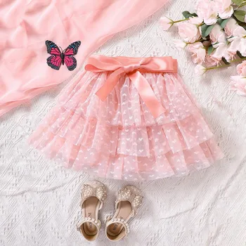 Kızlar Bale Elbise çocuk Giysileri Kız Yaz Sevgi Dolu Çok Katmanlı Örgü Etek İçin Uygun lavanta çiçeği Kız Elbise