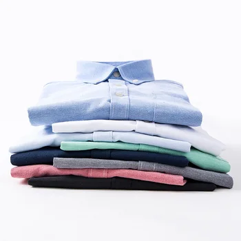  Yüksek Kaliteli erkek Oxford Gömlek Saf Pamuklu Elbise Gömlek Erkek Düz İş Rahat Gömlek Erkek Giyim Ofis Bluz AF881
