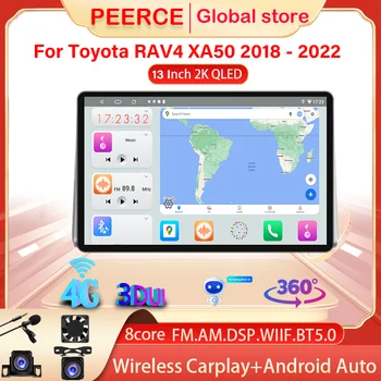 PEEREC 13 İnç 2K Stereo Toyota RAV4 XA50 2018-2022 Araba Radyo Android Multimedya Video Oynatıcı Autoradio 4G DSP GPS 2 Din