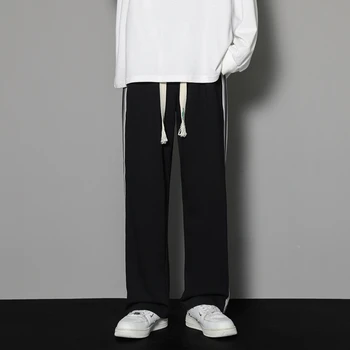 Hip-hop Kore versiyonu geniş bacaklı sürükleme pantolon gevşek streetwear büyük boy rahat pantolon Harajuku erkek düz pantolon