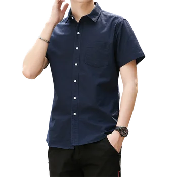 Yaz Yeni erkek Düğme Kısa kollu Gömlek İş İnce Kısa kollu Gömlek Pamuk Yaz İnce Gömlek M-4XL