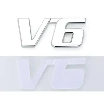1 adet Araba V6 Motor logo çıkartması Araba Kamyon Metal Krom 3D V6 Deplasman Amblem Badge Sticker Çıkartması-gee