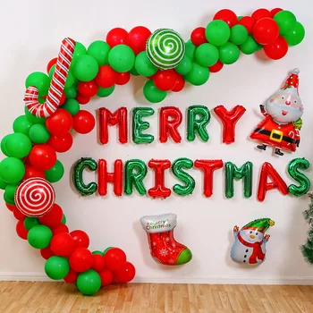 163 ADET Noel Alüminyum Folyo Lateks Balonlar Set Merry Christmas Arka Plan Dekorasyon Noel Partisi Süslemeleri Malzemeleri
