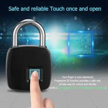 USB Şarj Edilebilir Akıllı Kilit Anahtarsız parmak izi kilidi IP65 Su Geçirmez Anti-Hırsızlık güvenli asma kilit Kapı valiz kilidi