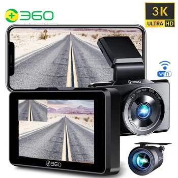360 Çizgi Kam araba dvr'ı 3K UHD APP dikiz kamera araç Dahili GPS FOV160° G500H G-sensor Monitör Video kaydedici
