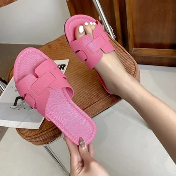 Yaz Terlik Kadın Ayakkabı Bayanlar Yüksek Kaliteli Slaytlar Sandalet Bayan Ayakkabıları Yeni Moda Tasarım Plaj düz ayakkabı Kadın Terlik