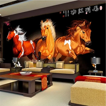 Özelleştirilmiş duvar kağıdı 3d at başarı el-boyalı yağlıboya Çin TV arka plan duvar resmi papel de parede duvar kağıtları