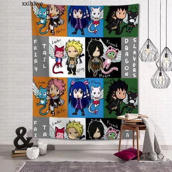 Özelleştirilmiş Peri Kuyruk Anime Arka Plan Duvar Kaplaması Ev Dekorasyon Battaniye Goblen Yatak Odası, Oturma oda duvar dekoru