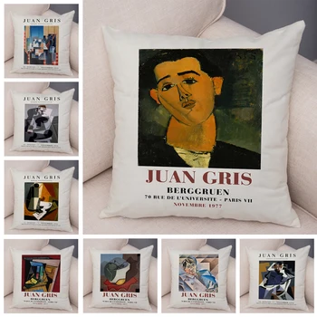 Juan Gris Kübizm Modüler Galeri Yastık Kılıfı Çift Baskı Dekor Yastık Kılıfı Kanepe Ev Yumuşak Peluş Atmak minder örtüsü