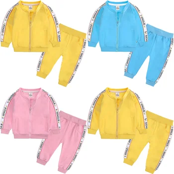 Essentials Bebek Erkek Giysileri Eşofman 2 Parça Set Kız Toddler Katı Kazak Ceket + Pantolon Bebek Kıyafetleri Takım Elbise Spor