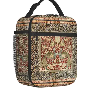 William Morris Vintage Termal Yalıtımlı Öğle Yemeği Çantaları Çiçek Tekstil Desen Taşınabilir yemek kutusu Kamp Seyahat gıda saklama kutusu