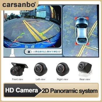 Araba 2D Surround Görüntü Panorama Kaydedici 360 ° Havadan Görünüm Sistemi Araba Kamera DVR Gece Görüş Kamera ile 1080P Panorama Sistemi