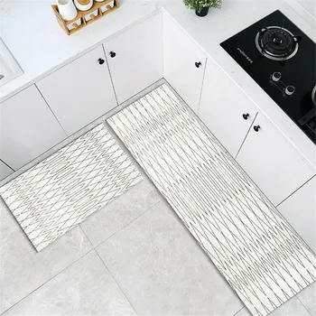 Geometrik Beyaz Mutfak Mat İskandinav Tarzı Basit Pazen Zemin Mat Yatak Odası Başucu Mat Koridor Mat tuvalet paspası Yıkanabilir