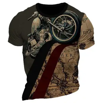 Motosiklet erkek t-shirtü Motor Biker 3d Baskı Vintage Ultra ince Kısa Kollu Tee Gömlek Homme Moto Yarış Giyim Camiseta