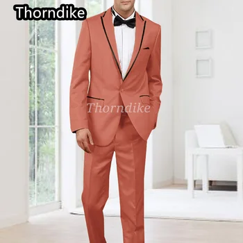 Thorndike Özel Düğün Takım Elbise Özel Smokin 2 Parça Ceket Pantolon Damat Terno erkek Blazer Pantolon