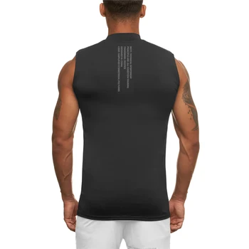 Sıkıştırma Gömlek Vücut Geliştirme Tank Top Erkekler Spor Giyim Egzersiz Spor Kolsuz Yelek Yaz Hızlı Kuru Kas Atlet
