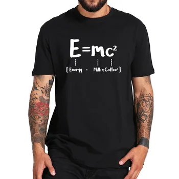 Komik Matematik Enerji Eşit T Shirt Süt Eklemek Kare Kahve Görelilik teorisi Tasarım Pamuk Tshirt AB Boyutu