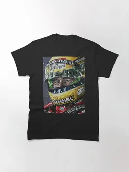 Erkek Siyah Ayrton Senna Kask Yarış Arabası Slim fit T Shirt Komik Siyah erkek Harajuku Kısa Kollu Pamuklu T Shirt Büyük Boy 3XL