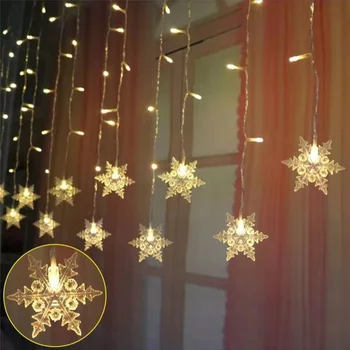 LED dize ışıklar peri Garland perde ışık noel Festoon aydınlatma dizeleri tatil düğün kar tanesi Icicle dekor lambası