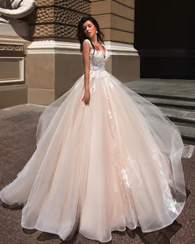 Vestidos De Novia evaze düğün elbisesi Kapalı Omuz Sukienka Na Wesele Illusion Geri Hochzeitskleid Boncuk Aplikler