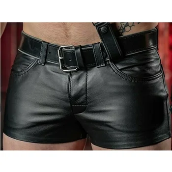 Yeni Varış Sıcak Satış Saf Renk PU Rahat erkek Deri Pantolon