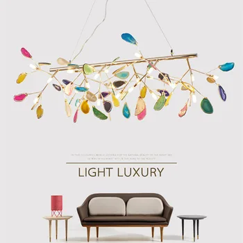 Modern Carnelian kolye ışıkları Nordic oturma odası yatak odası kolye lambaları renkli Firefly lamba ev dekorasyon ışıklandırma LED