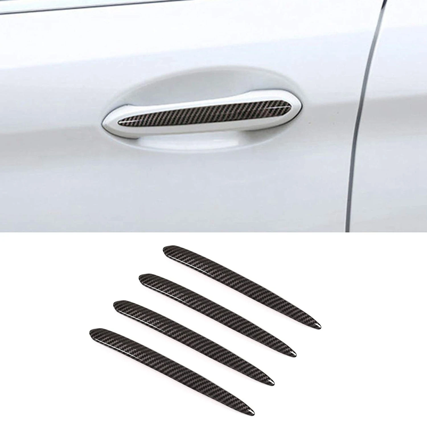 Araba Styling Dış Kapı Kolu Şeritler dekorasyon çıkartması Trim için BMW 5 Serisi G30 G38 2018-2021 Karbon Desen Siyah