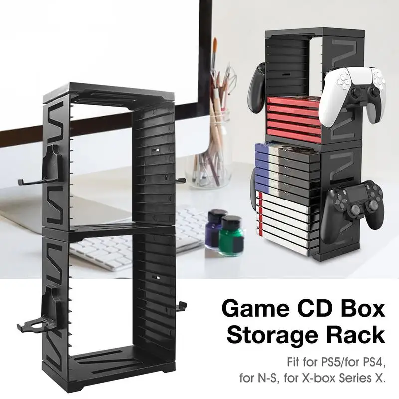 Ana Disk Çift katmanlı saklama kutusu Tutucu PS4PS5 Evrensel Oyun Disk Tutucu dikey stant İçin NSXbox Serisi X