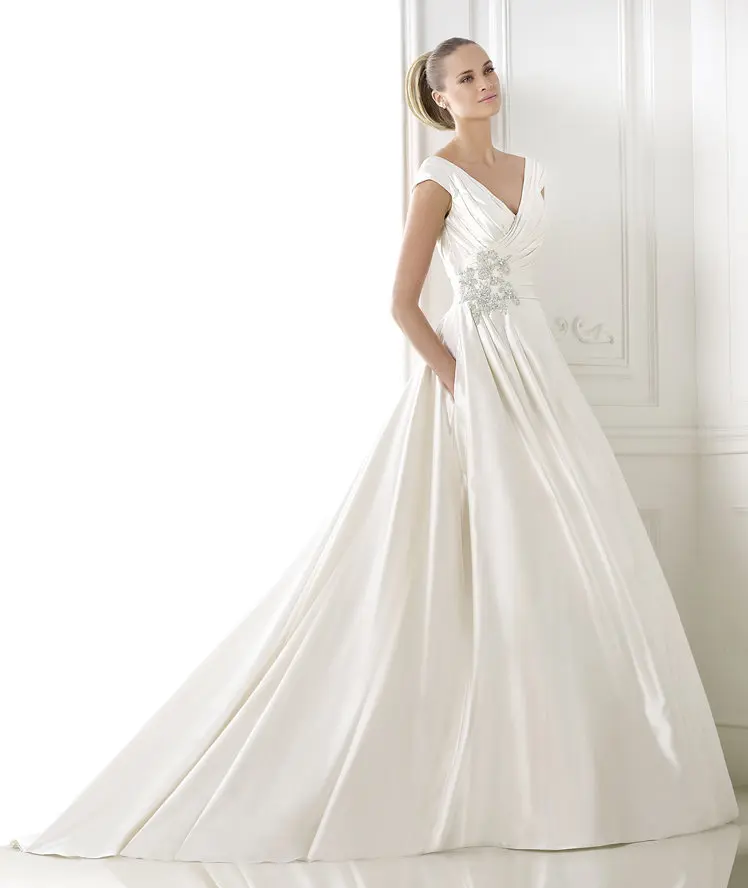 Zarif Kolsuz Saten A-Line düğün elbisesi Backless Vintage düğün elbisesi es 2023 gelinlik