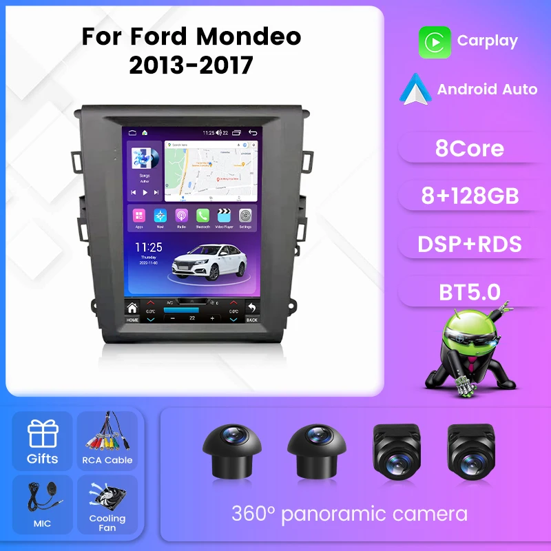 Araba Radyo Ford Mondeo 5 2014 - 2019 İçin Multimedya Oynatıcı Tesla Tarzı Ekran Araba Akıllı Sistem Android Otomatik RDS DSP WIFI 4G