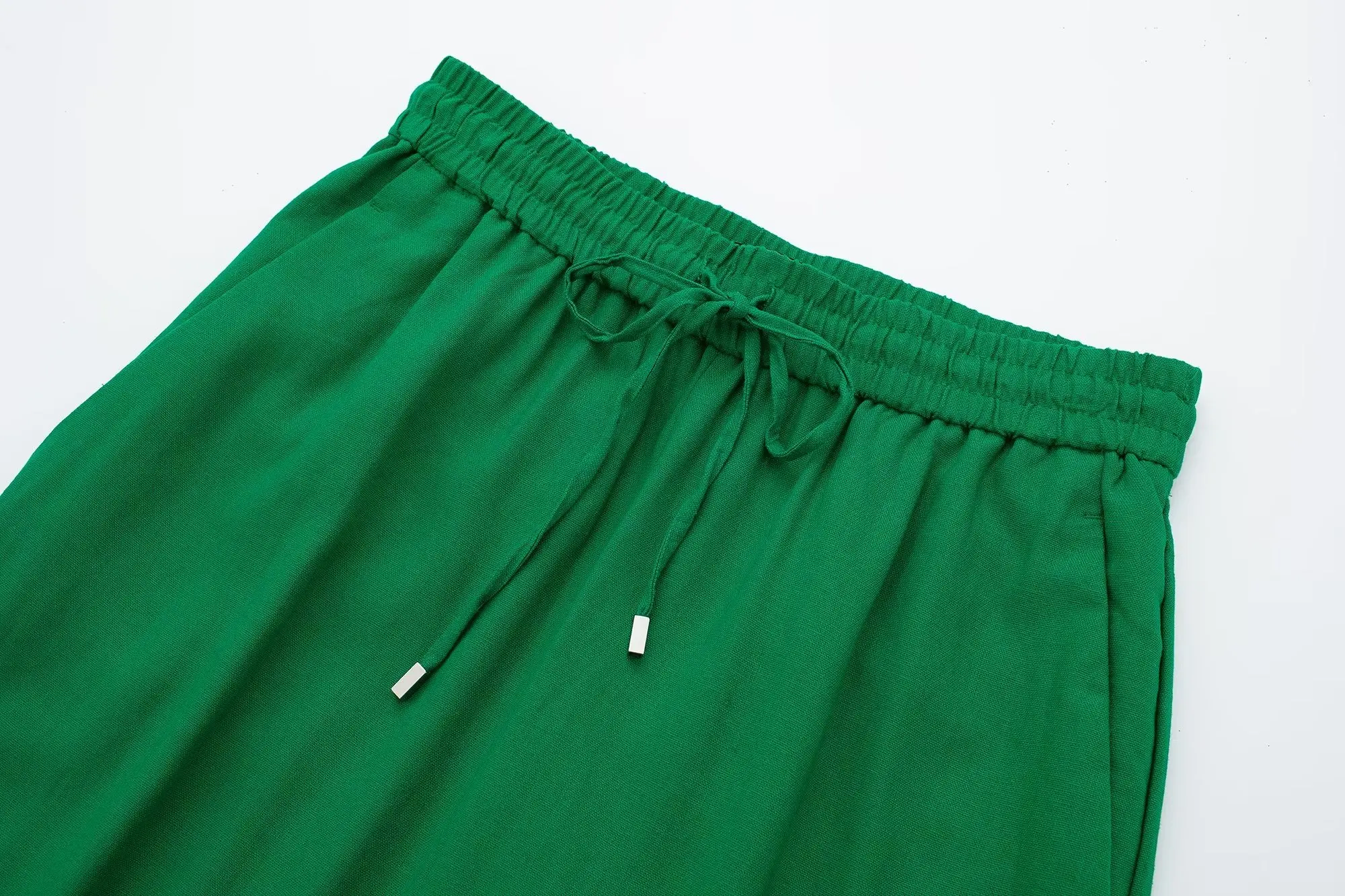 SLTNX Moda Kadın Geniş Bacak Pantolon 2023 Yaz Kadın Rahat Gevşek Dantel Up Pantolon Bayanlar Şık Zarif Düşük Bel Pantolon Yeni