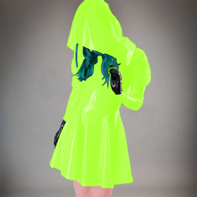 Parlak PVC Deri Mini Elbise Artı Boyutu Kadın Kapşonlu Seksi Sevimli Öğrenciler Elbiseler Parti Kulübü Kutup Dans Cosplay Kostüm 15 Renkler