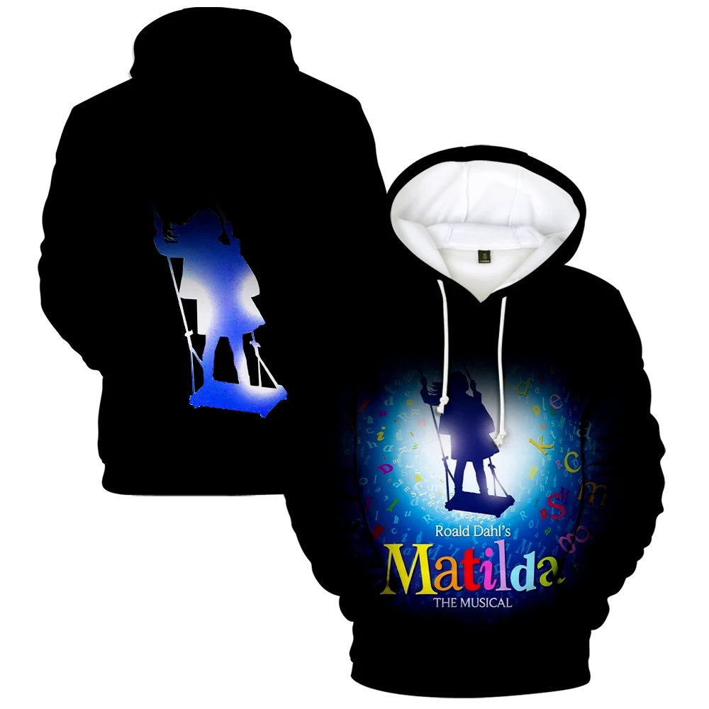 Moda Roald Dahl erkek Matilda Müzikal Film Hoodie Uzun Kollu Erkek Kadın Kazak Hip Hop Streetwear Casual Stil 3D Tops