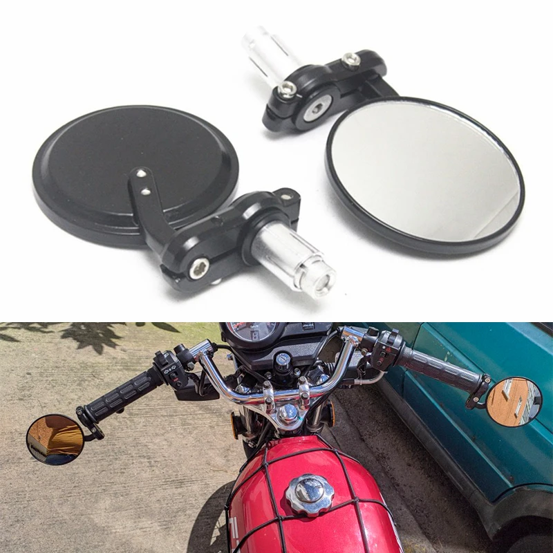 Evrensel Moto Bisiklet Modifiye Katlanır moto rcycle Ayna Siyah Kütük 22mm Uç gidon Ayna dikiz aynası Yüksek Kalite