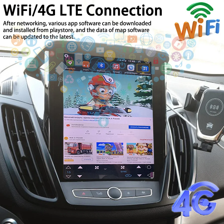 10.4 inç Araba Multimedya Video Oynatıcı GPS Ford KUGA İçin C-max Kaçış Autoradio Bluetooth Stereo Kafa Ünitesi Tam Dokunmatik IPS Ekran