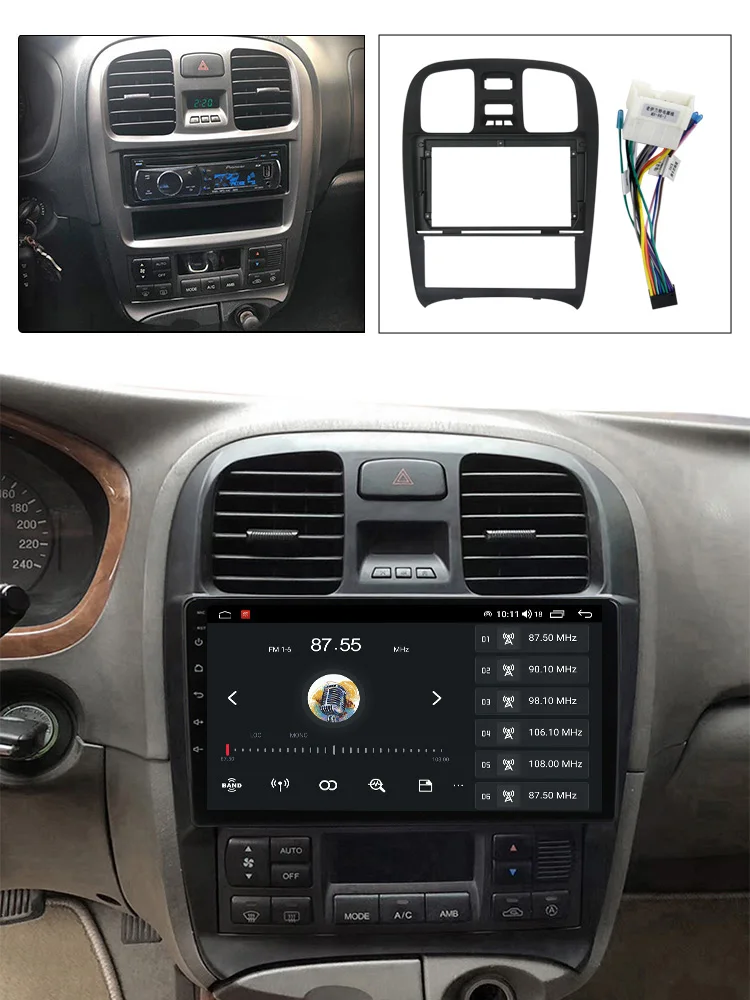 Araba android radyosu Stereo Multimedya Oynatıcı Pano Paneli Çerçeve İçin Güç Kablosu İle Hyundai SONATA FE 2004 2005 2006-2012